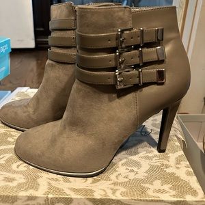 Grey colored fall booties